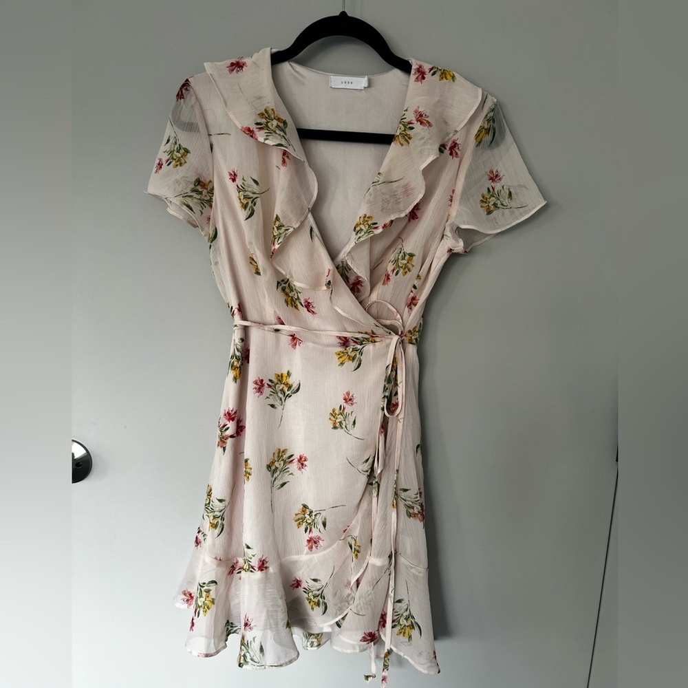 Lush | Blush Pink Floral Wrap Dress